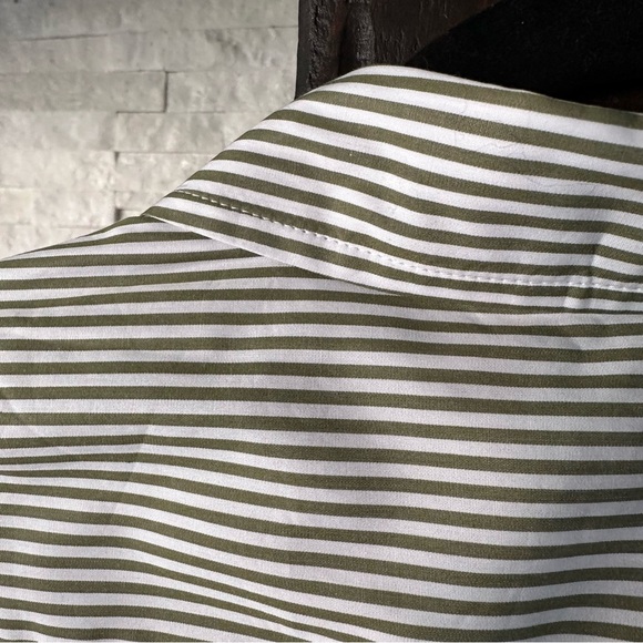 Ralph Lauren Olive Green Stripe Broadcloth Relaxed Fit Button Down Shirt S NWT - Picture 11 of 14